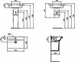 Раковина на пьедестале Ideal Standard Connect Space 55 E136401 белая купить в интернет-магазине Sanbest
