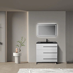 Тумба с раковиной Parly Bella T75 напольная белая глянцевая для ванной в интернет-магазине Sanbest