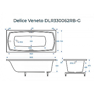 Ванна Delice Veneto DLR330062RB-G 180х75 белая/ручки черные купить в интернет-магазине Sanbest