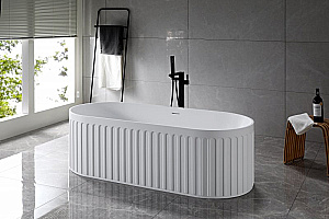 Ванна из искусственного камня BELBAGNO BB-BOHEME-170-75-55-SSB solid surface, белая купить в интернет-магазине Sanbest