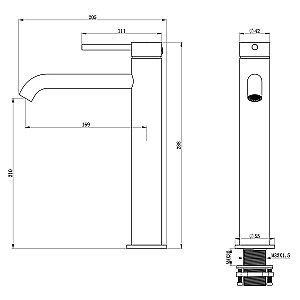 Смеситель для раковины Oliveeka Y OL-88239017-MB черный матовый купить в интернет-магазине сантехники Sanbest