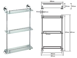 Полка стеклянная тройная Bemeta Omega 104202132 40 купить в интернет-магазине сантехники Sanbest