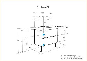 Тумба с раковиной Акватон Сканди 90 белая/дуб верона для ванной в интернет-магазине Sanbest