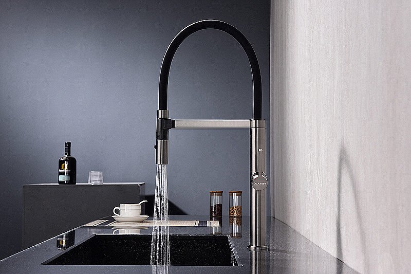 Смеситель для кухни Paulmark Leader Le214101-GM вороненая сталь купить в интернет-магазине сантехники Sanbest