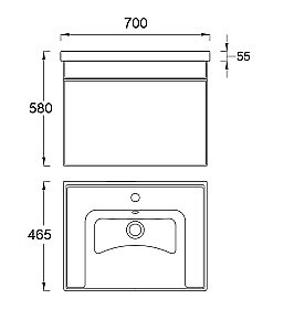 Тумба с раковиной Pestan Novel 70 NVL700T-DR белая для ванной в интернет-магазине Sanbest
