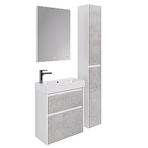 Тумба с  раковиной подвесная/напольная Dreja SLIM 65 белый глянец/бетон для ванной в интернет-магазине Sanbest