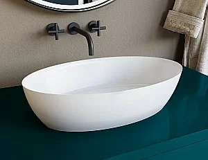 Раковина накладная Salini ALDA 01 110611G 58 из искусственного камня S-Sense, белая глянцевая купить в интернет-магазине Sanbest