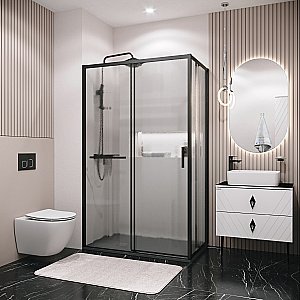 Душевой уголок Grossman Style 120.K33.05.1180.21.02 110x80 стекло шиншилла/профиль черный матовый купить в интернет-магазине Sanbest