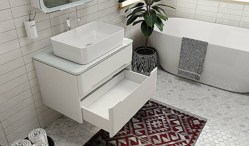 Тумба с раковиной Jorno Bosko 75 белая для ванной в интернет-магазине Sanbest
