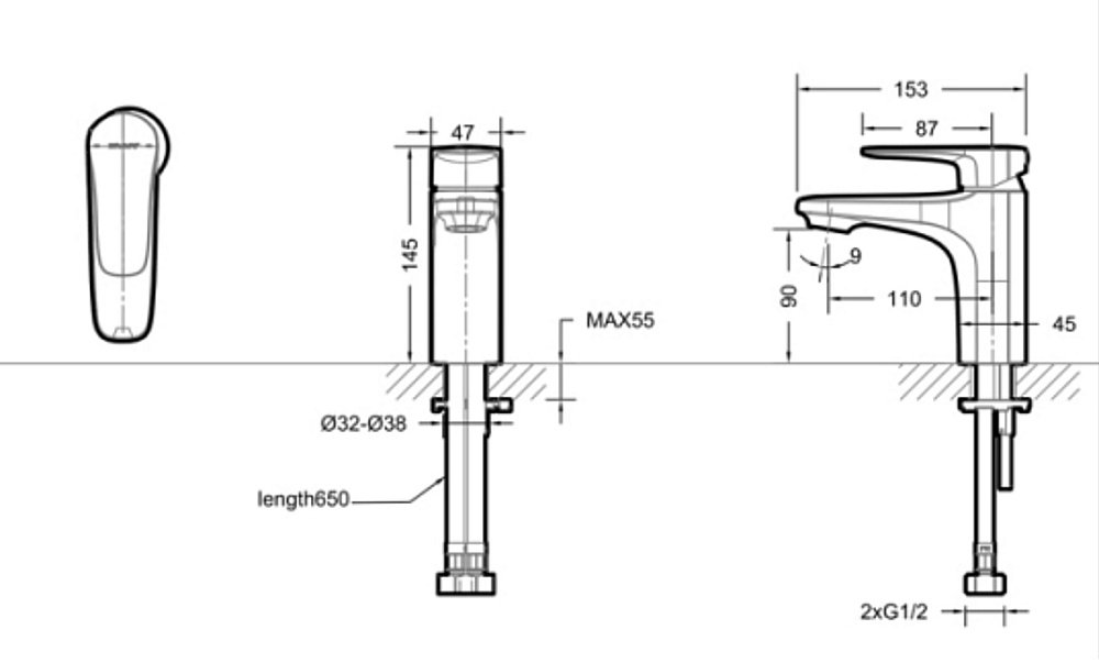Смеситель для раковины BRAVAT Source F1173218CP-ENG купить в интернет-магазине сантехники Sanbest