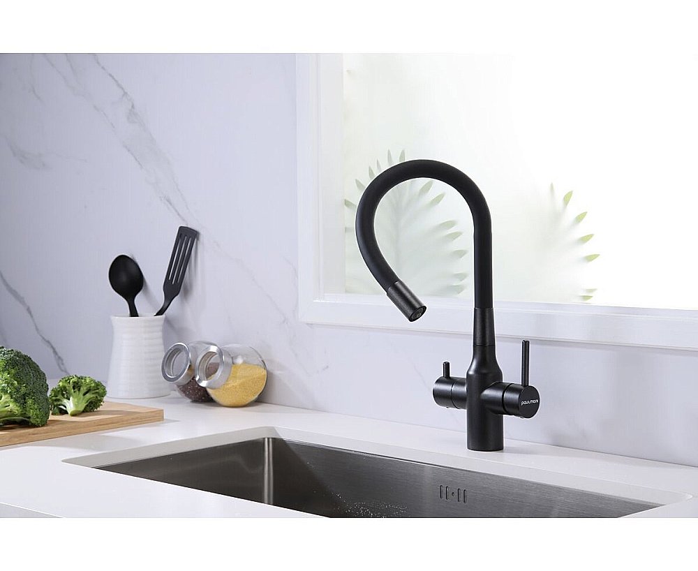 Смеситель для кухни Paulmark Salix Sa213419-BLM черный  купить в интернет-магазине сантехники Sanbest