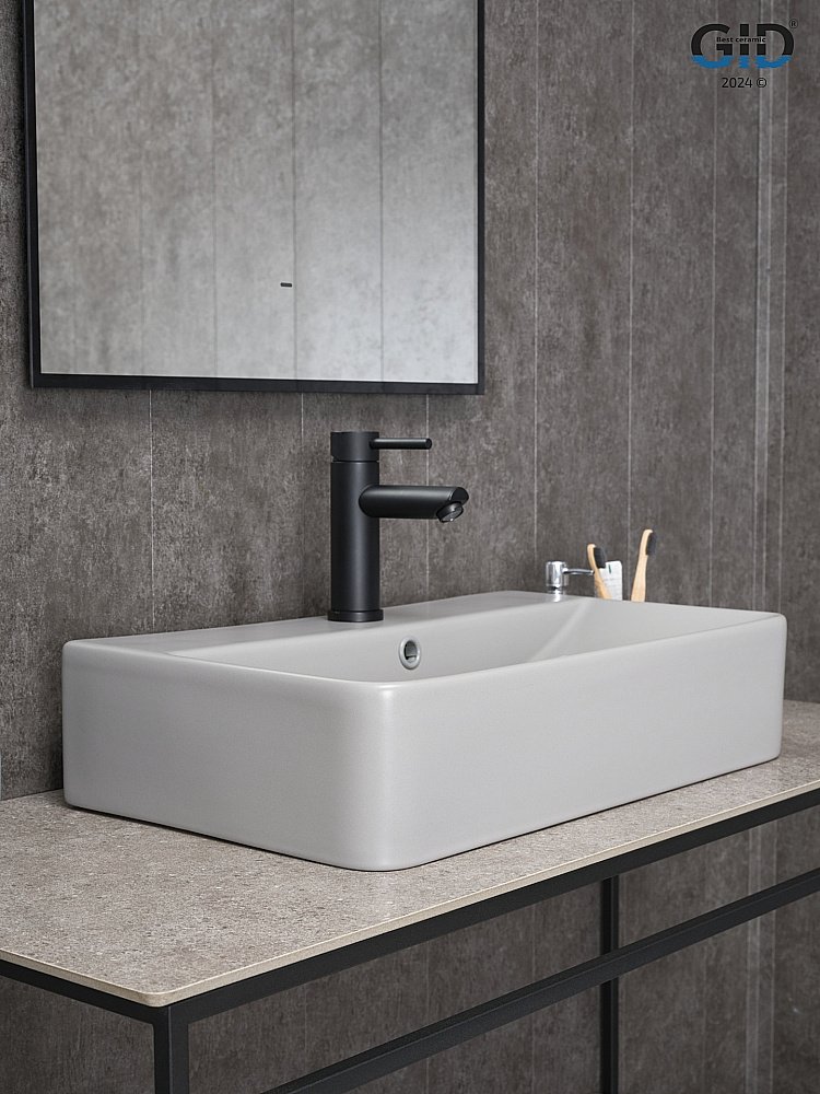 Раковина накладная Gid Gm1344 серая матовая купить в интернет-магазине Sanbest