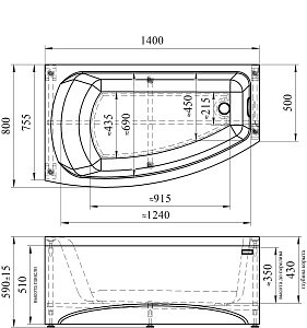 Ванна  VANNESA  Мэри 140х80 купить в интернет-магазине Sanbest