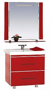 Тумба с раковиной Misty Гранд LUXE - 80 Л-Грл01080-049П2ЯКр красная кожа для ванной в интернет-магазине Sanbest