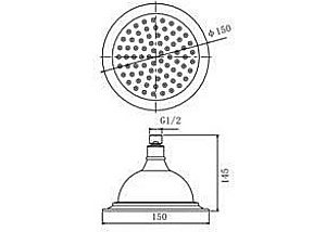 Верхний душ Aquanet Classic ARB06T1-Q(B) купить в интернет-магазине сантехники Sanbest