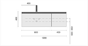 Тумба с раковиной Armadi Art QUATRO 2 120 WILLOW/профиль ANTHRACITE/раковина ANTHRACITE для ванной в интернет-магазине Sanbest