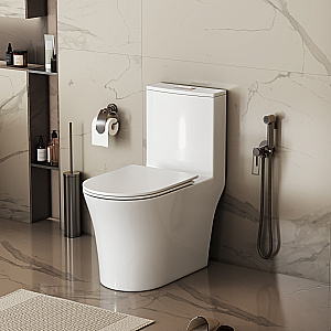 Унитаз моноблок Grossman Thin Rim GR-5607SQ белый глянцевый, с крышкой микролифт, слив-торнадо купить в интернет-магазине Sanbest