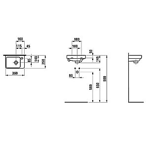 Раковина-мини Laufen Pro S 8.1596.0.000.104.1 белая купить в интернет-магазине Sanbest