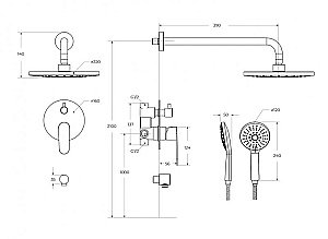 Душевая система Cezares STYLUS STYLUS-DSET-IN сатин купить в интернет-магазине сантехники Sanbest
