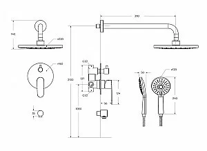 Душевая система Cezares STYLUS STYLUS-DSET-IN сатин купить в интернет-магазине сантехники Sanbest