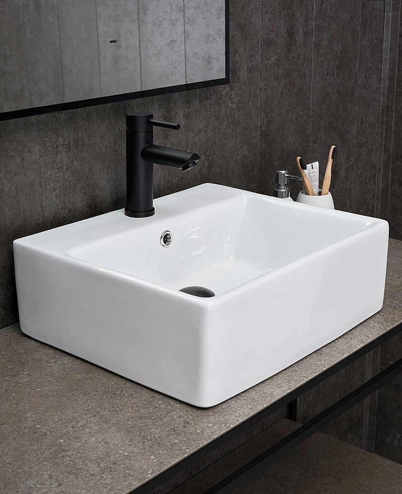 Раковина накладная Gid Geometrico 45,5 N9145 51214 белая купить в интернет-магазине Sanbest