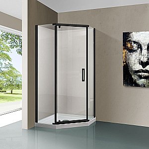 Душевой уголок Vincea Stresa VSP-1S100CLB 100x100 стекло прозрачное/профиль черный купить в интернет-магазине Sanbest