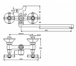 Смеситель для ванны Agger Retro-X A1721188 купить в интернет-магазине сантехники Sanbest