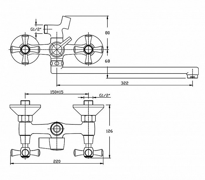 Смеситель для ванны Agger Retro-X A1721188 купить в интернет-магазине сантехники Sanbest
