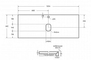 Столешница BelBagno KEP-120-MNO черный матовый мрамор для ванной в интернет-магазине сантехники Sanbest