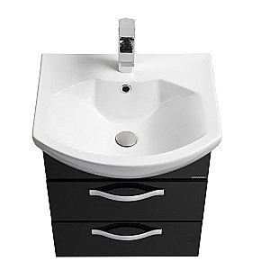 Тумба с раковиной Акватон Ария 50 М черная глянцевая для ванной в интернет-магазине Sanbest