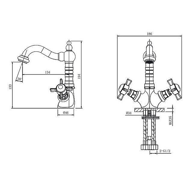 Смеситель для раковины Caprigo Bristol 21-526 хром купить в интернет-магазине сантехники Sanbest