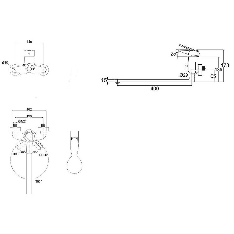 Смеситель для ванны Kaiser Orbit 20055 купить в интернет-магазине сантехники Sanbest