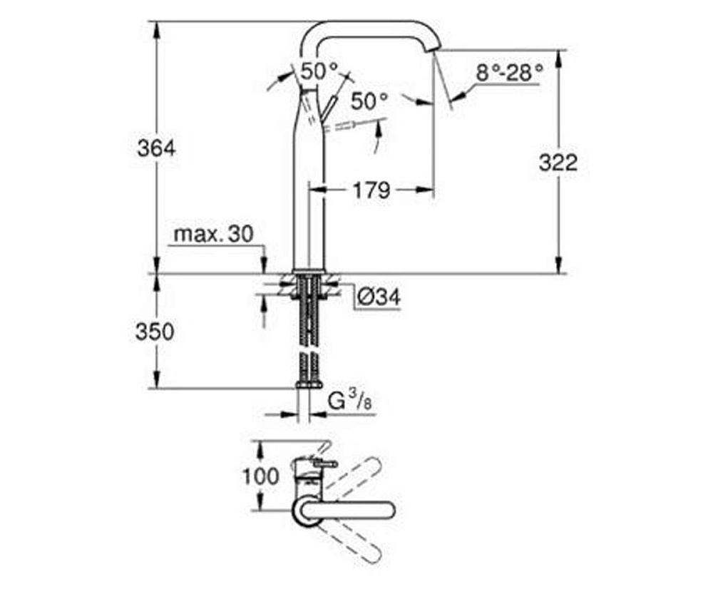 Смеситель для раковины Grohe Essence+ 32901001 купить в интернет-магазине сантехники Sanbest