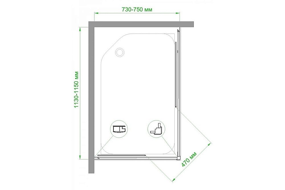 Душевой уголок Royal Bath RB11575HPD-C 75х115 матовый купить в интернет-магазине Sanbest