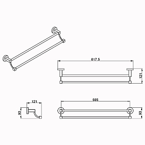 Полотенцедержатель Azario NESSY AZ-73102 хром купить в интернет-магазине сантехники Sanbest