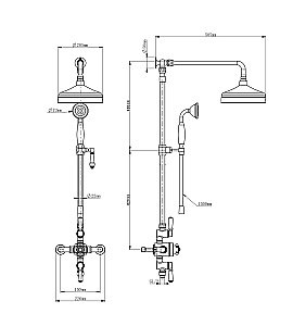 Душевая система с термостатом WONZON & WOGHAND RETRO, Темный графит (WW-B3041-BGG) купить в интернет-магазине сантехники Sanbest