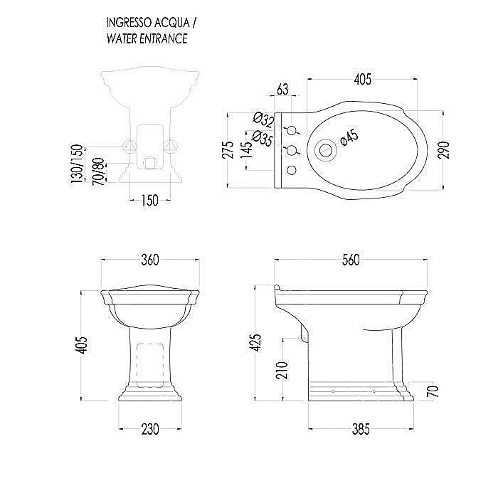 Биде напольное Devon&Devon Westminster 3 купить в интернет-магазине Sanbest