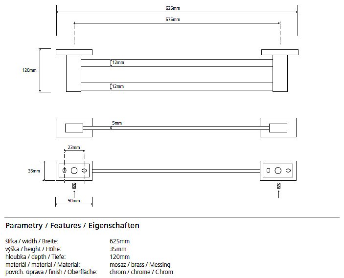 Полотенцедержатель двойной Bemeta Plaza 118104052 купить в интернет-магазине сантехники Sanbest