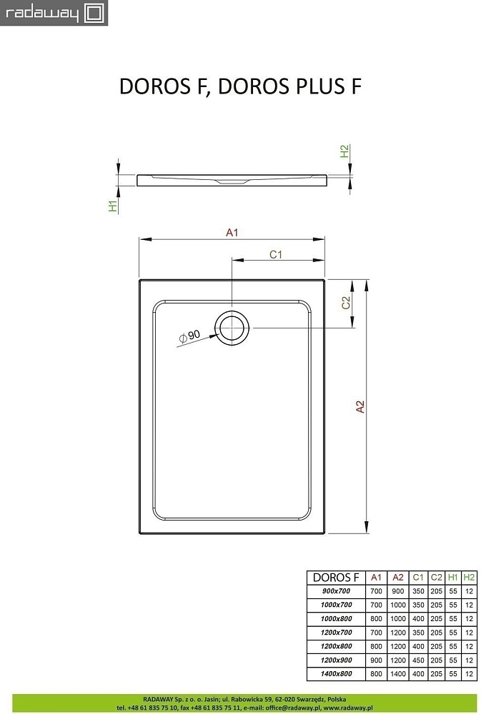 Душевой поддон Radaway Doros Plus F 120x70 купить в интернет-магазине Sanbest