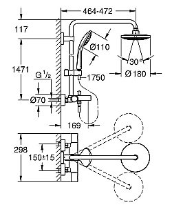 Душевая система GROHE Euphoria 27475 000 купить в интернет-магазине сантехники Sanbest