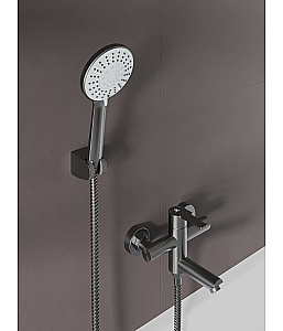 Смеситель для ванны Agger Easy A3121255 с душевым набором, оружейная сталь матовая купить в интернет-магазине сантехники Sanbest