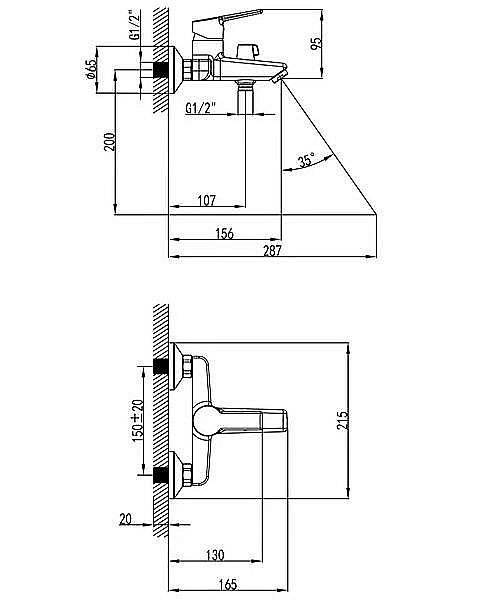 Смеситель для ванны Milardo Stripe STRSB02M02 хром купить в интернет-магазине сантехники Sanbest