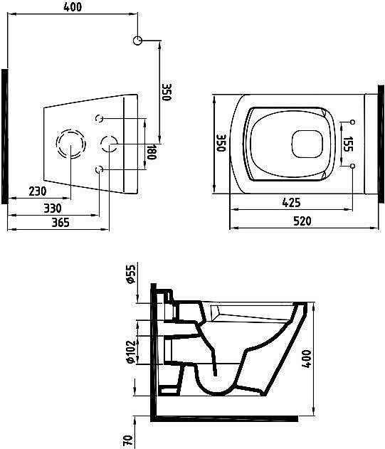 Унитаз подвесной Bien Neptun NPKA052N1VE0W5000 белый, с крышкой микролифт, безободковый купить в интернет-магазине Sanbest