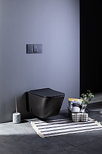 Унитаз подвесной Aquanet Rimless Tavr-W BL-103N-WHT black черный матовый, с крышкой микролифт, безободковый купить в интернет-магазине Sanbest