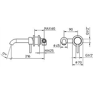 Смеситель для раковины Bossini Oki Z005302.073 черный купить в интернет-магазине сантехники Sanbest