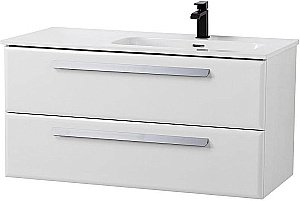 Тумба с раковиной Cezares ECO-CER-N 100 ECO-CER-N-1000-2C-SO-BL белая глянцевая левая/правая для ванной в интернет-магазине Sanbest