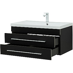 Тумба с раковиной Aquanet Верона New 90 281099 черная матовая для ванной в интернет-магазине Sanbest