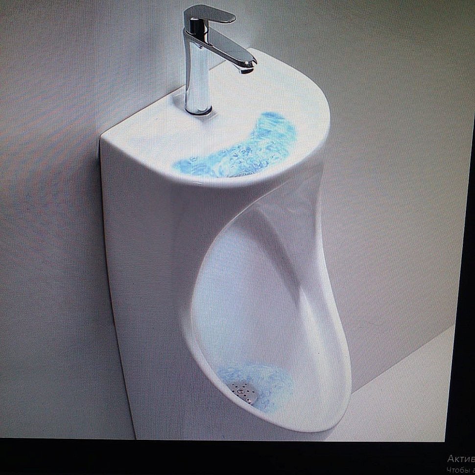 Писсуар подвесной с раковиной CeramaLux N X573S белый купить в интернет-магазине Sanbest