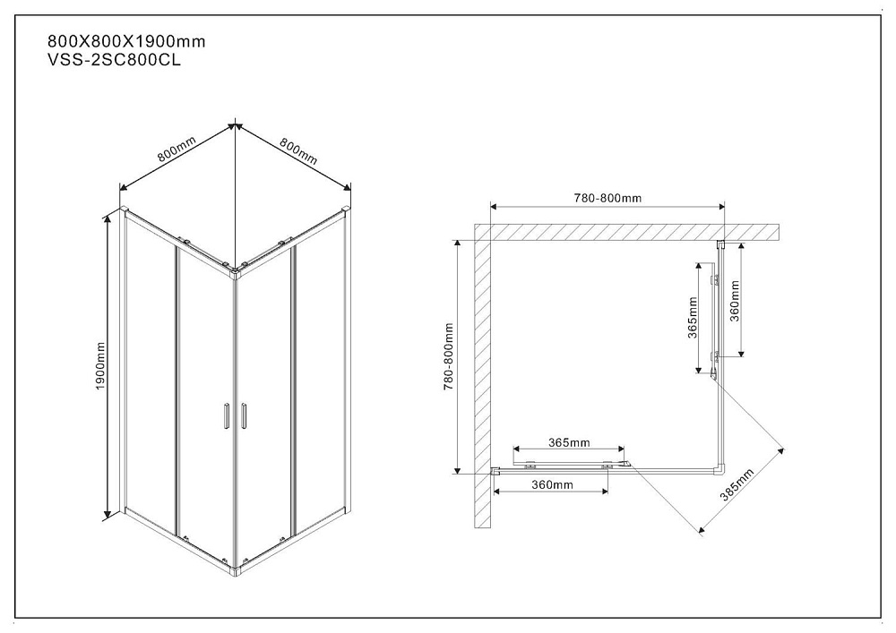 Душевой уголок Vincea Scala VSS-2SC800CL купить в интернет-магазине Sanbest
