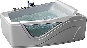 Ванна акриловая Gemy Glass Panel G9056 K 170х130 белая с гидромассажем купить в интернет-магазине Sanbest